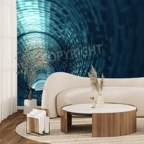 Fototapete Dunkler Tunnel mit Licht