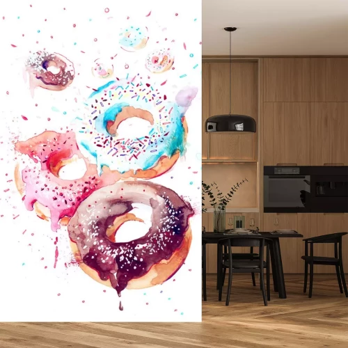 Sticker Mit Wasserfarben bemalte bunte Bonbons