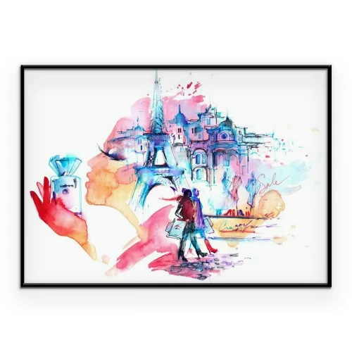 Poster Paris in einem Aquarellbild