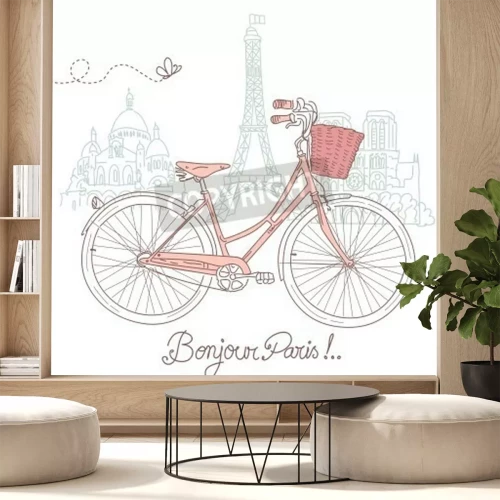 Fototapete Stadtfahrrad und Eiffelturm