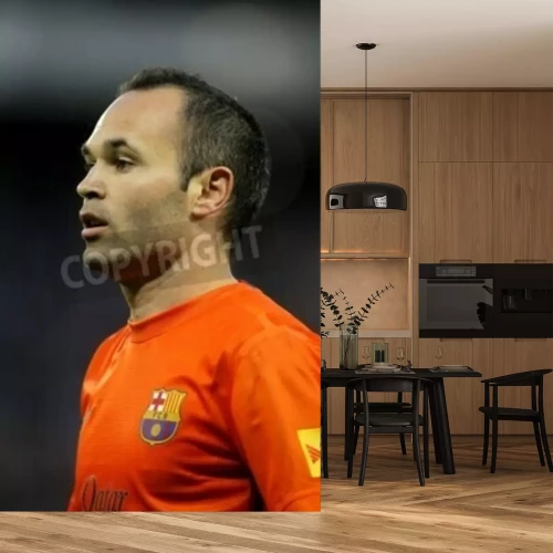 Fototapete Andres Iniesta im T-Shirt des FC Barcelona