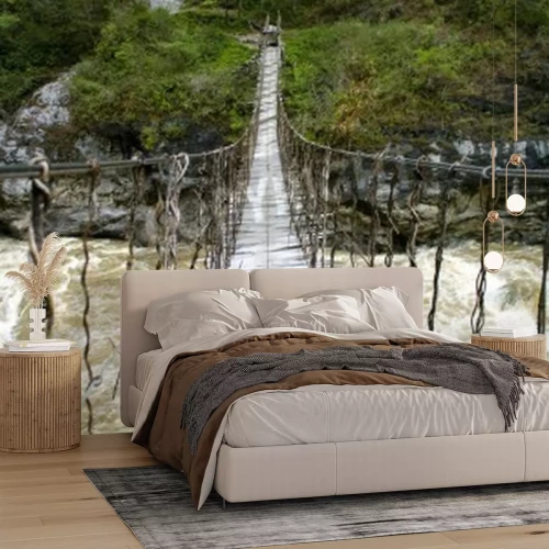 Fototapete Brücke überm Sturzbach