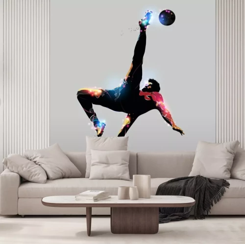 Sticker Grafik eines Fußballspielers auf grauem Hintergrund