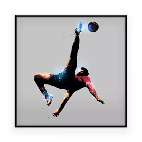 Poster Grafik eines Fußballspielers auf grauem Hintergrund