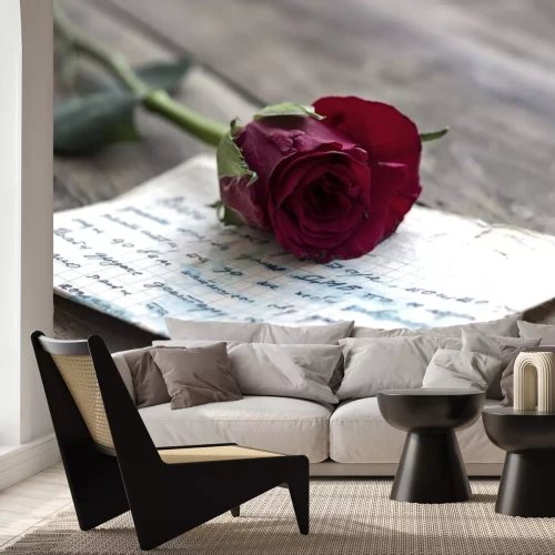 Sticker Rose auf einem Brief liegend