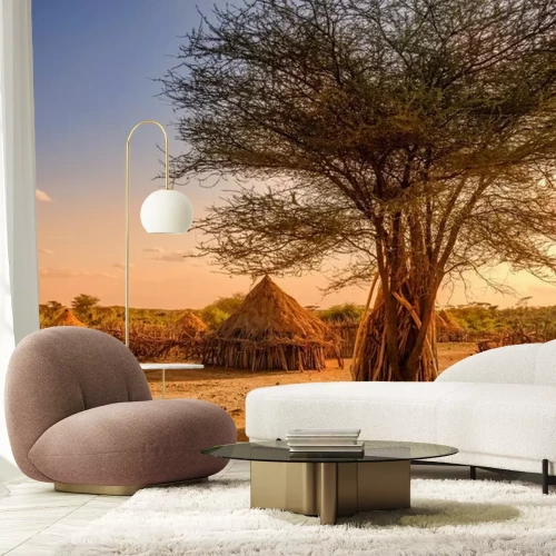 Fototapete Dorf in Afrika