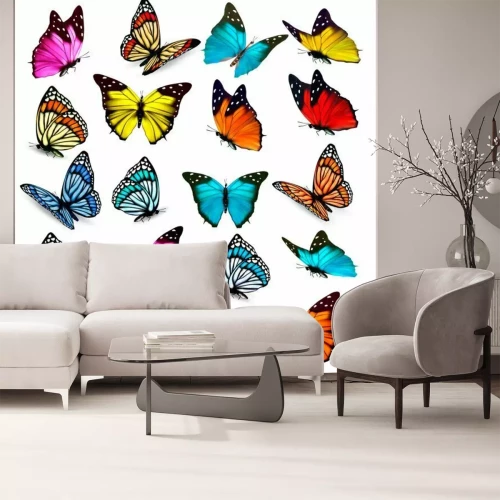 Sticker Verschiedene Arten von bunten Schmetterlingen