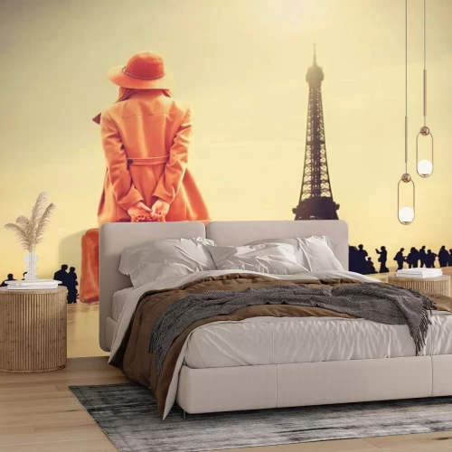 Sticker Redhead girl with suitcase