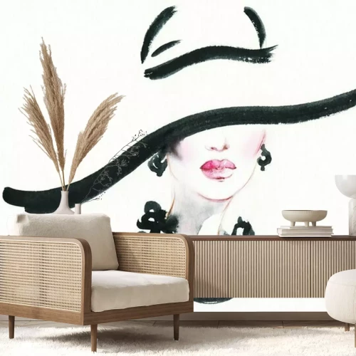 Sticker Frauenportrait mit Hut