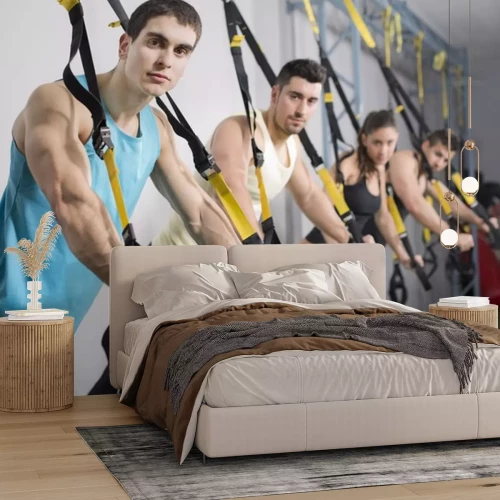 Sticker Leute an der Gymnastik tut trx Seil Übungen