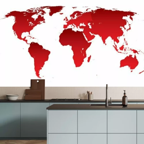 Sticker World map red continents