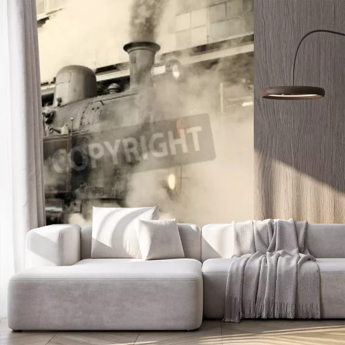 Fototapete Zug in Dampf-Wolken