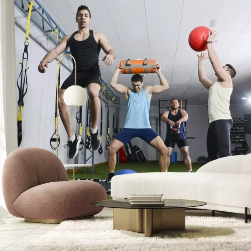 Sticker Gruppe von Menschen in Aktion, die Crossfit-Übungen machen