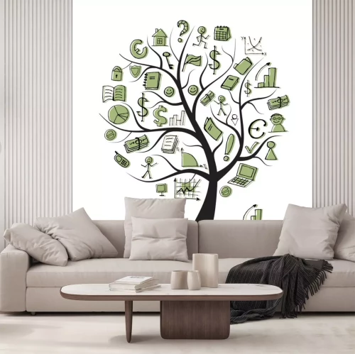 Sticker Kunstbaum-Konzept mit Business Symbole für Ihr Design