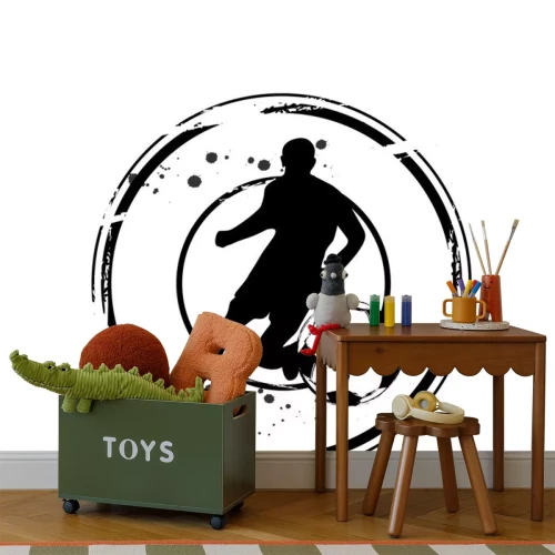 Sticker Laufender Fußballspieler minimalistische Grafik schwarz-weiß