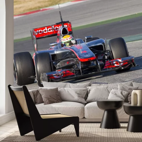 Fototapete Formel 1 rot-dunkelblauer Bolid