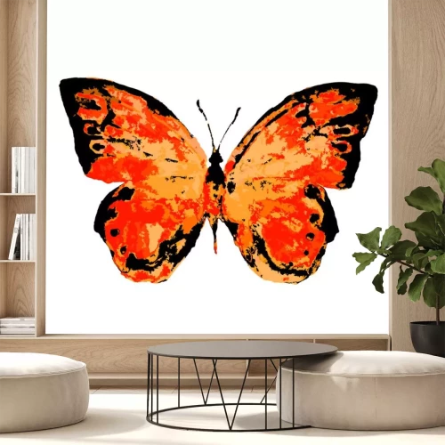 Sticker Orangefarbener Schmetterling auf weißem Hintergrund