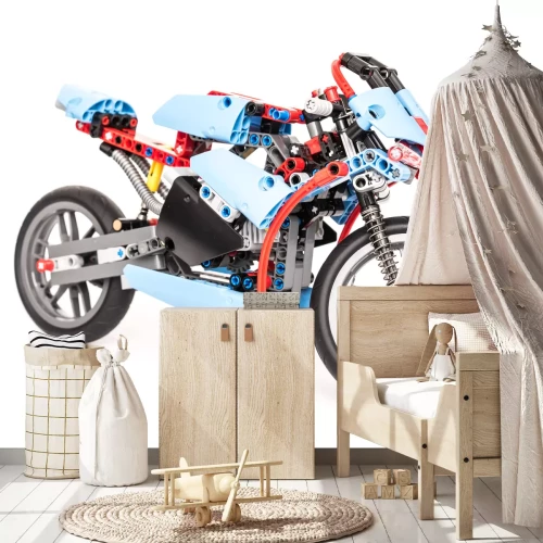 Sticker BUKAREST, RUMÄNIEN - 20. JANUAR 2015: Lego Technic Motorcycle Isolated. Technic ist eine Linie von Lego, die Kunststoffstangen und -teile miteinander verbindet und fortschrittliche Modelle mit komplex