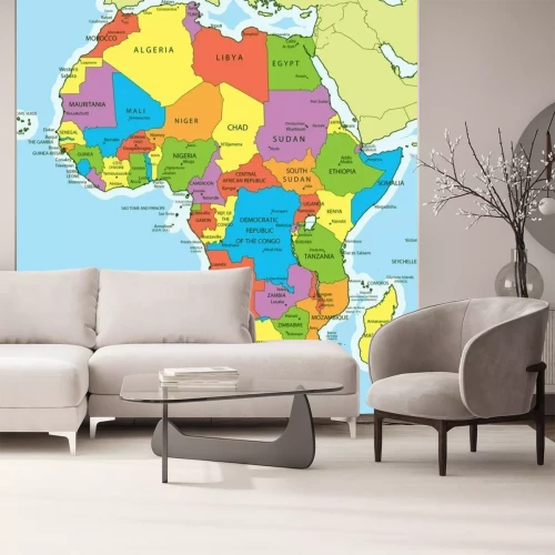 Sticker Karte Afrika mit Ländern und Städten