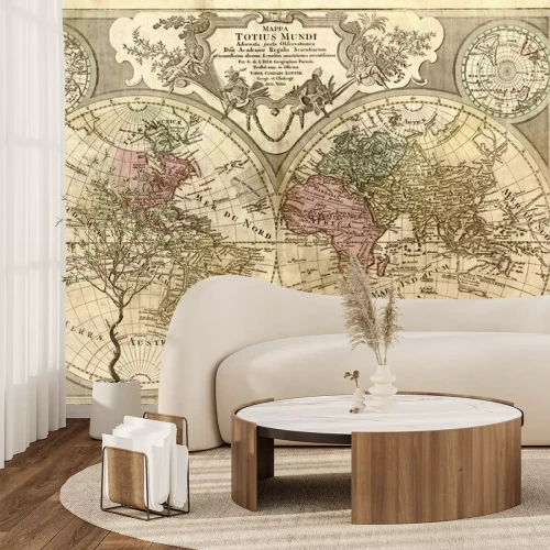 Fototapete Weinlese-Weltkarte