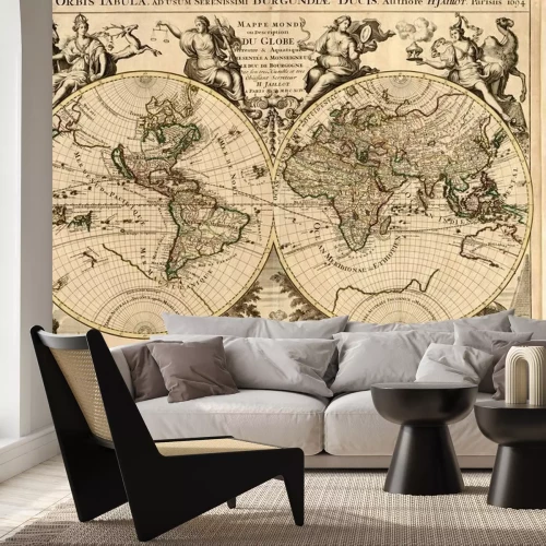 Fototapete Weinlese-Weltkarte