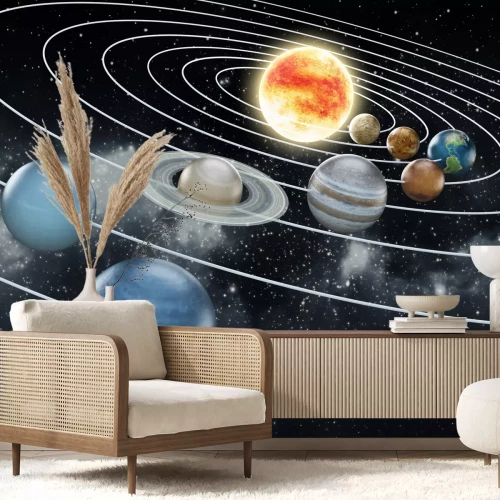 Fototapete Solar system with eight planets