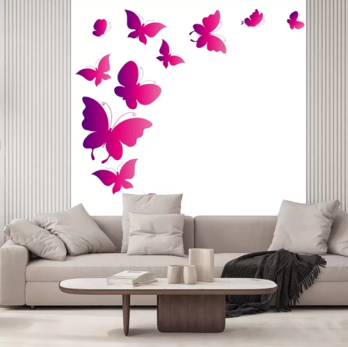 Sticker Verschiedene monochromatische Schmetterlinge