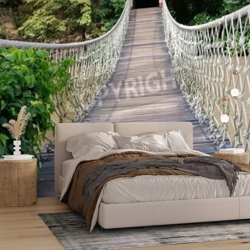 Fototapete Brücke Wald im Hintergrund