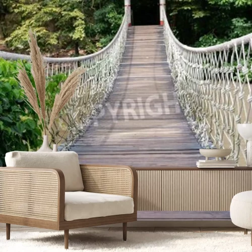 Fototapete Brücke Wald im Hintergrund