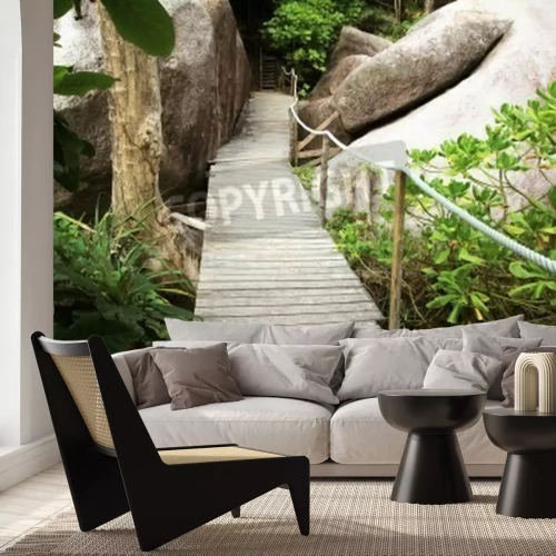 Fototapete Brücke im Regenwald