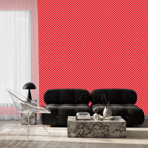 Tapete Rotes Muster mit weißen Tupfen