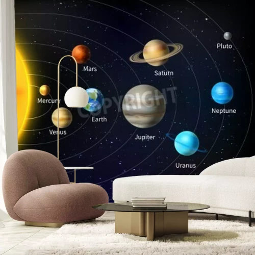 Fototapete Symbolische Darstellung des Sonnensystems