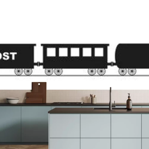 Sticker schwarze Silhouette einer Lokomotive mit sechs verschiedenen Wagen