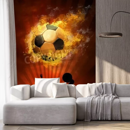 Fototapete Ball in riesigen Flammen