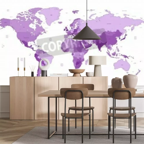 Fototapete Lila Weltkarte