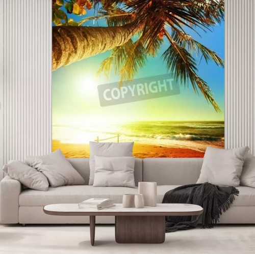 Fototapete Strand Palmen und exotischer Ozean