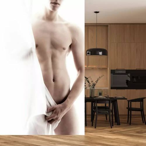 Fototapete Männlicher Akt auf weißem Hintergrund