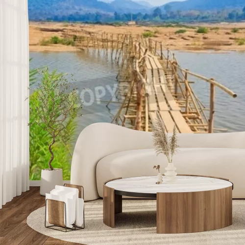 Fototapete Instabile Brücke aus Bambussen