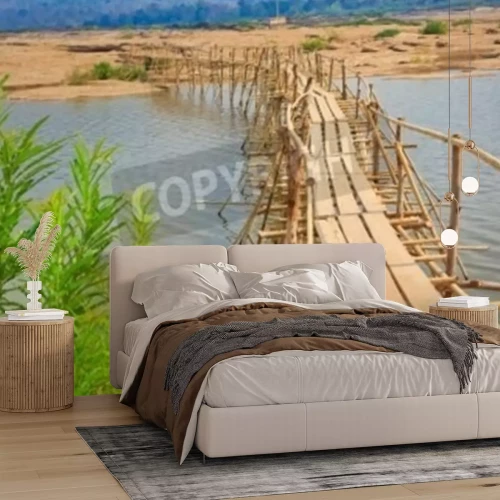 Fototapete Instabile Brücke aus Bambussen