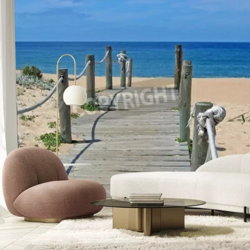 Fototapete Seilsteg auf sonnigem Strand