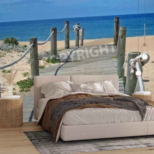 Fototapete Seilsteg auf sonnigem Strand