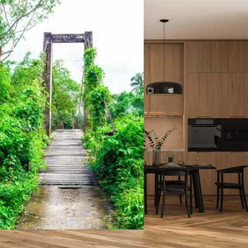 Fototapete Mit Pflanzen bewachsene Brücke