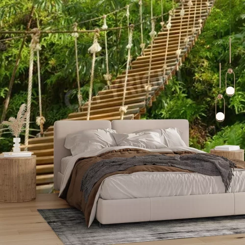 Fototapete Holzbrücke auf exotischem Hintergrund