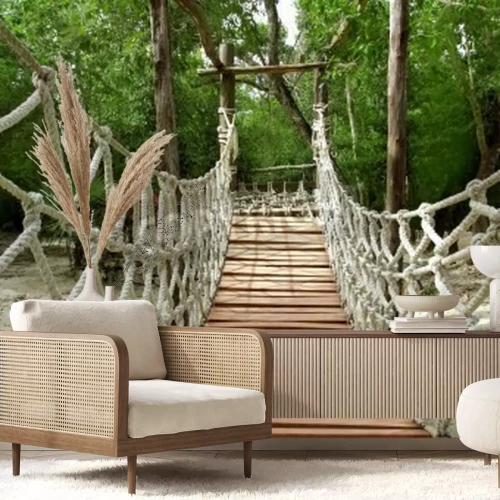 Fototapete Brücke im Wald 3d