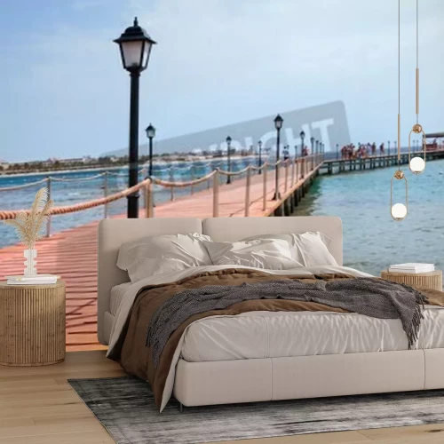 Fototapete Holzsteg mit Laternen