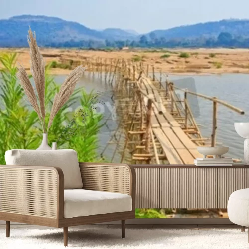 Fototapete Brücke aus Bambussen in Thailand