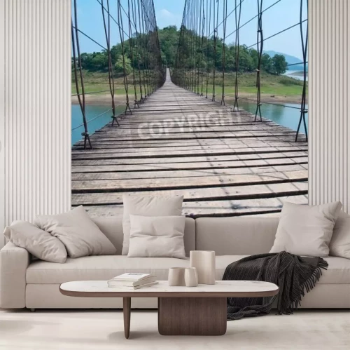 Fototapete Brücke überm Fluss in Thailand