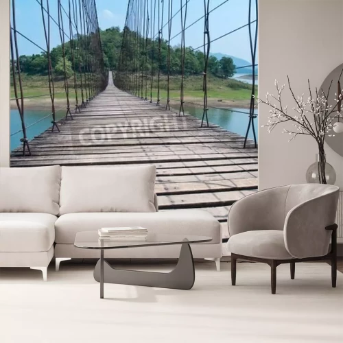 Fototapete Brücke überm Fluss in Thailand