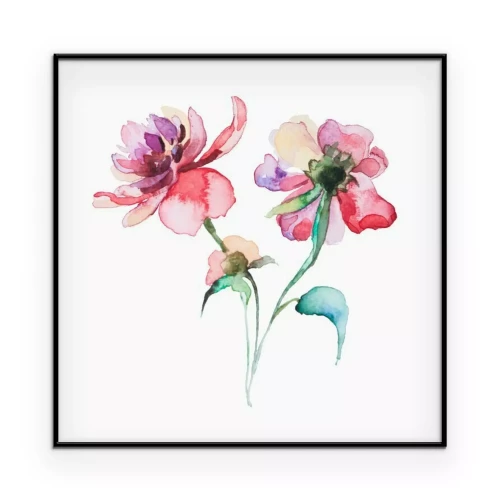 Poster Farbenfrohe Frühlingsblumen im Aquarellstil