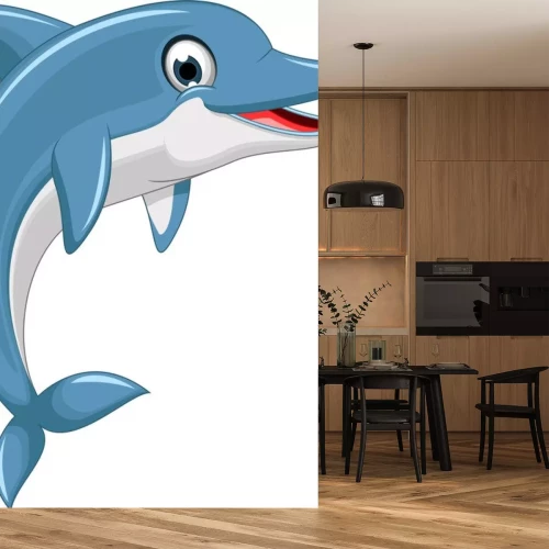 Sticker Zeichnung Delfin auf weißem Hintergrund